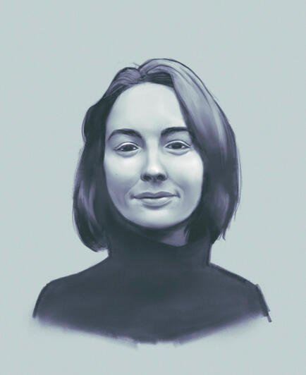 Portrait in the style of smooth charcoal on toned paper