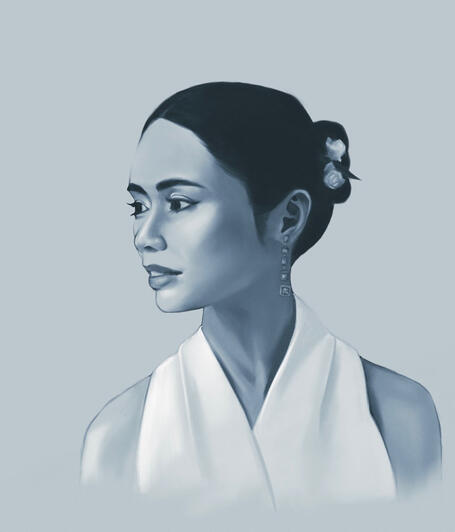 Portrait in the style of smooth charcoal on toned paper