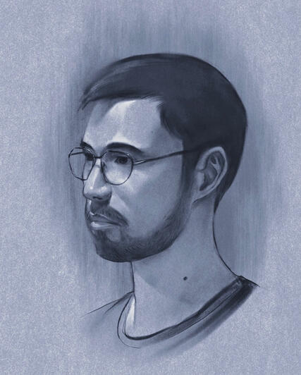 Portrait in the style of charcoal on toned paper